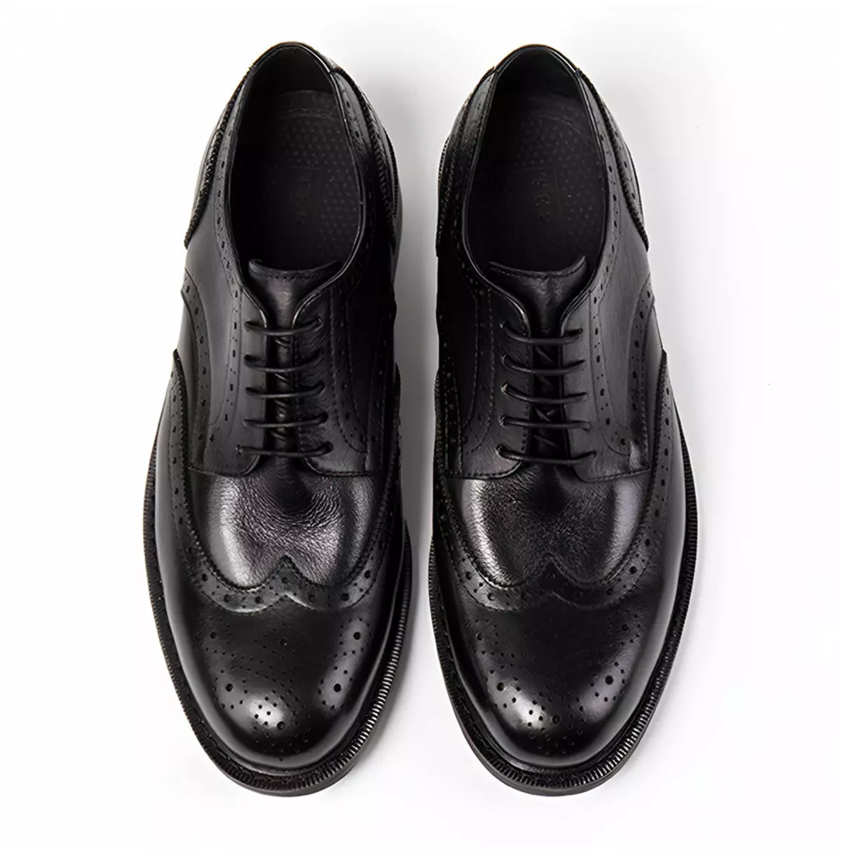 Handmade Men's Black Leather Wingtip Oxfords