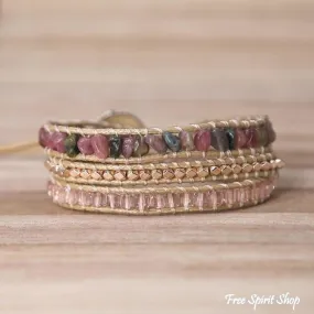 Handmade Natural Pink Tourmaline Wrap Bracelet