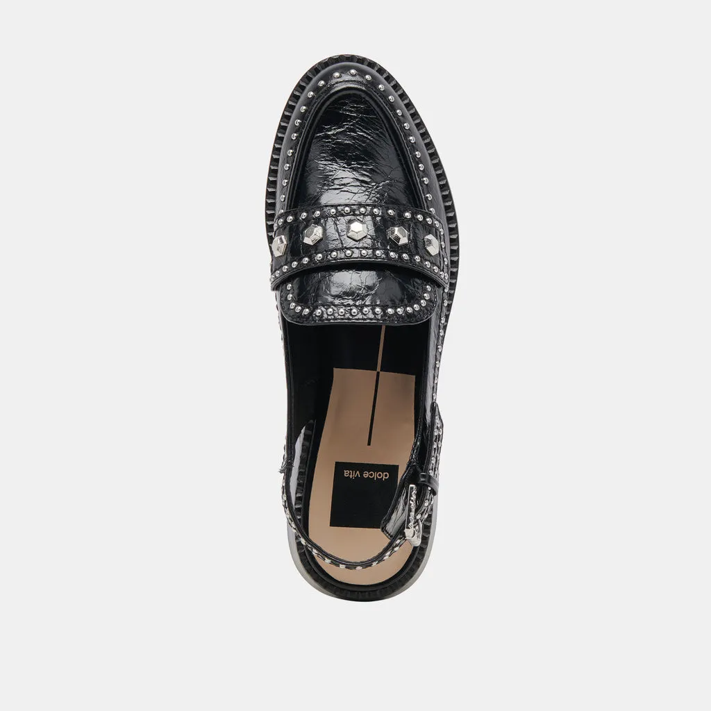 HARDI STUD LOAFERS MIDNIGHT CRINKLE PATENT– Dolce Vita 6988668960834