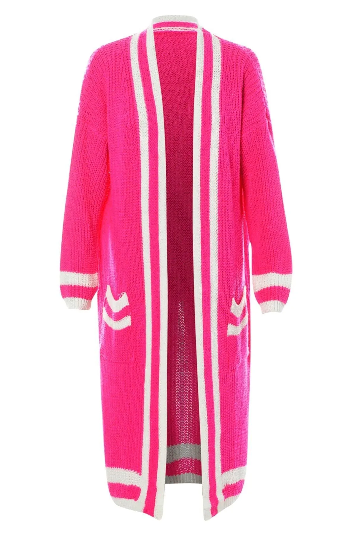 Hot Pink Kiki Longline Knitted Cardigan