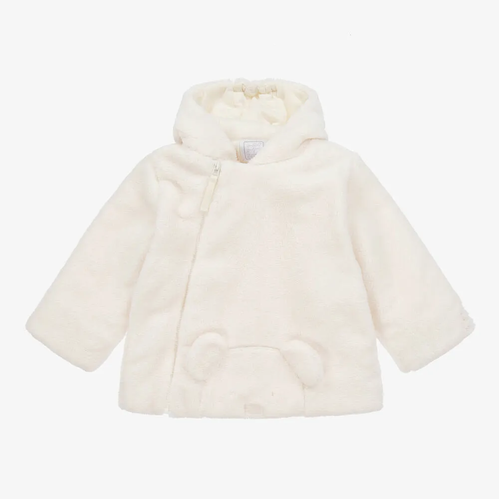 Ivory Faux Fur Hooded Baby Bear Coat