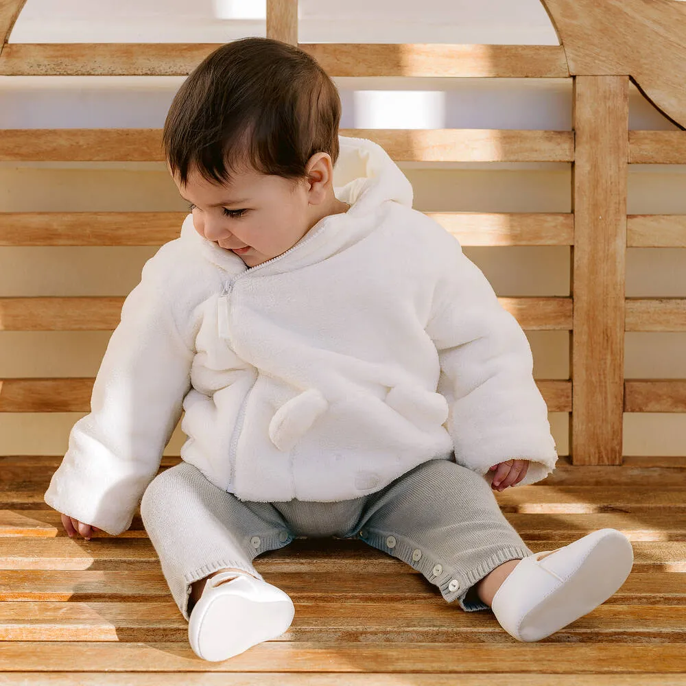 Ivory Faux Fur Hooded Baby Bear Coat