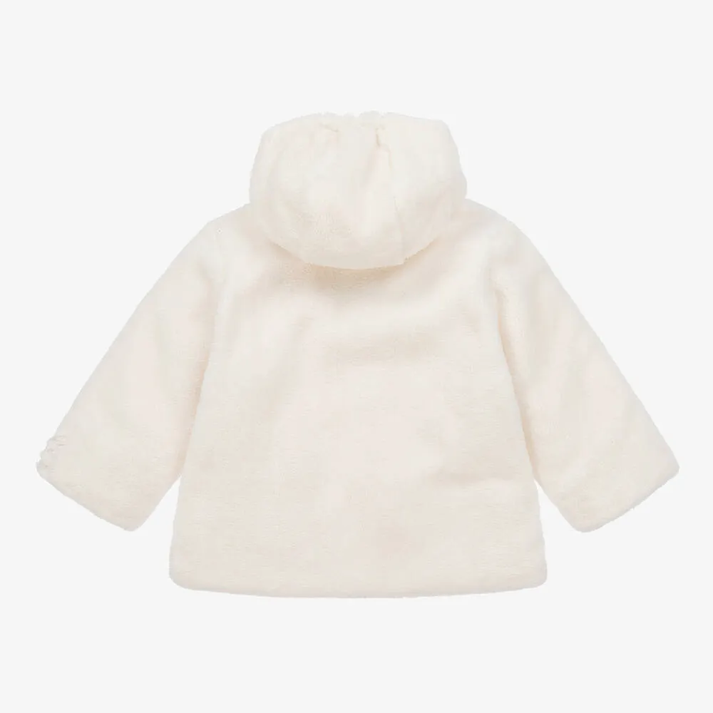 Ivory Faux Fur Hooded Baby Bear Coat