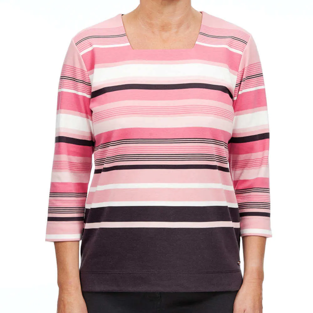 Ivory Striped Top - Peony