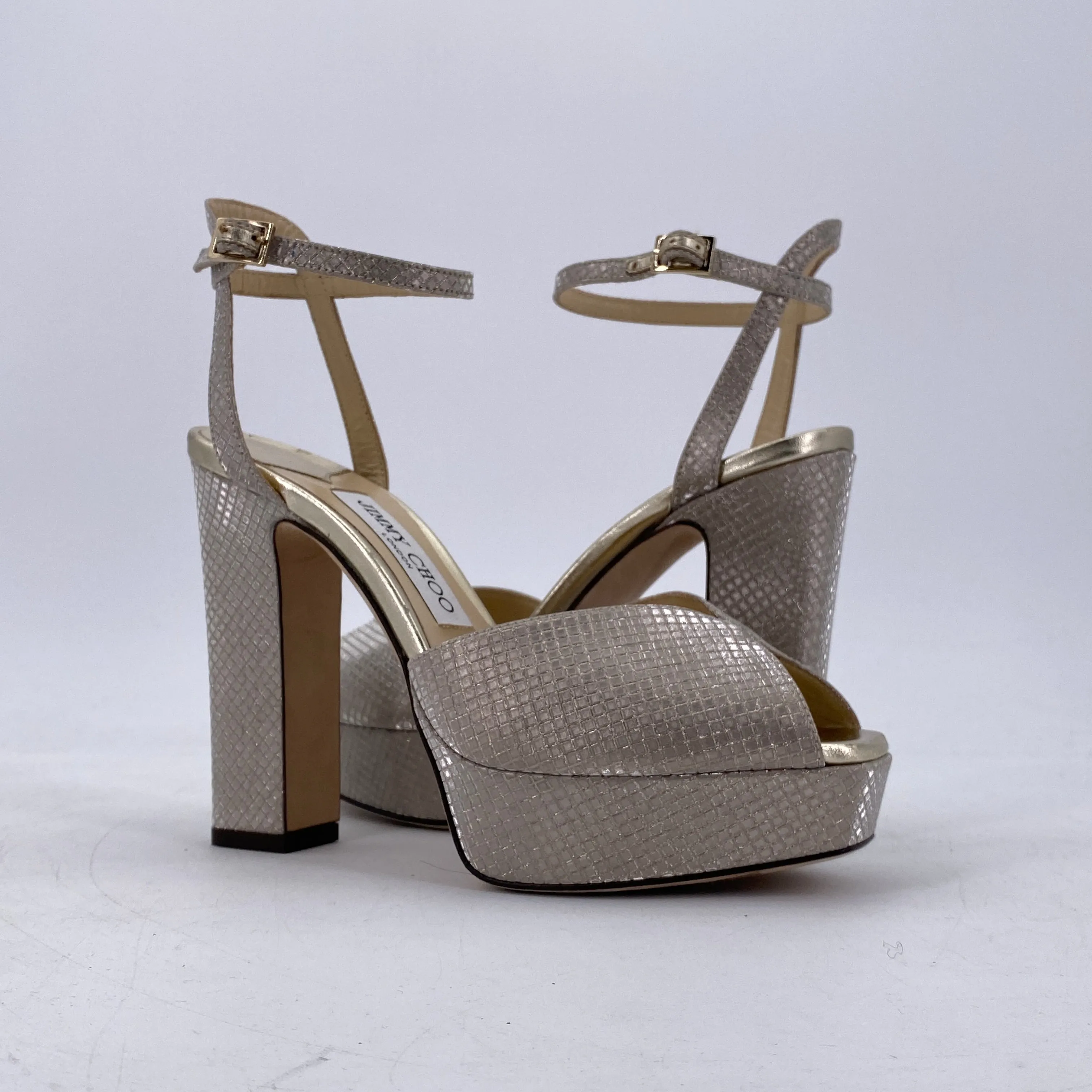 Jimmy Choo Heels Sacaria Embossed  New Size 36W