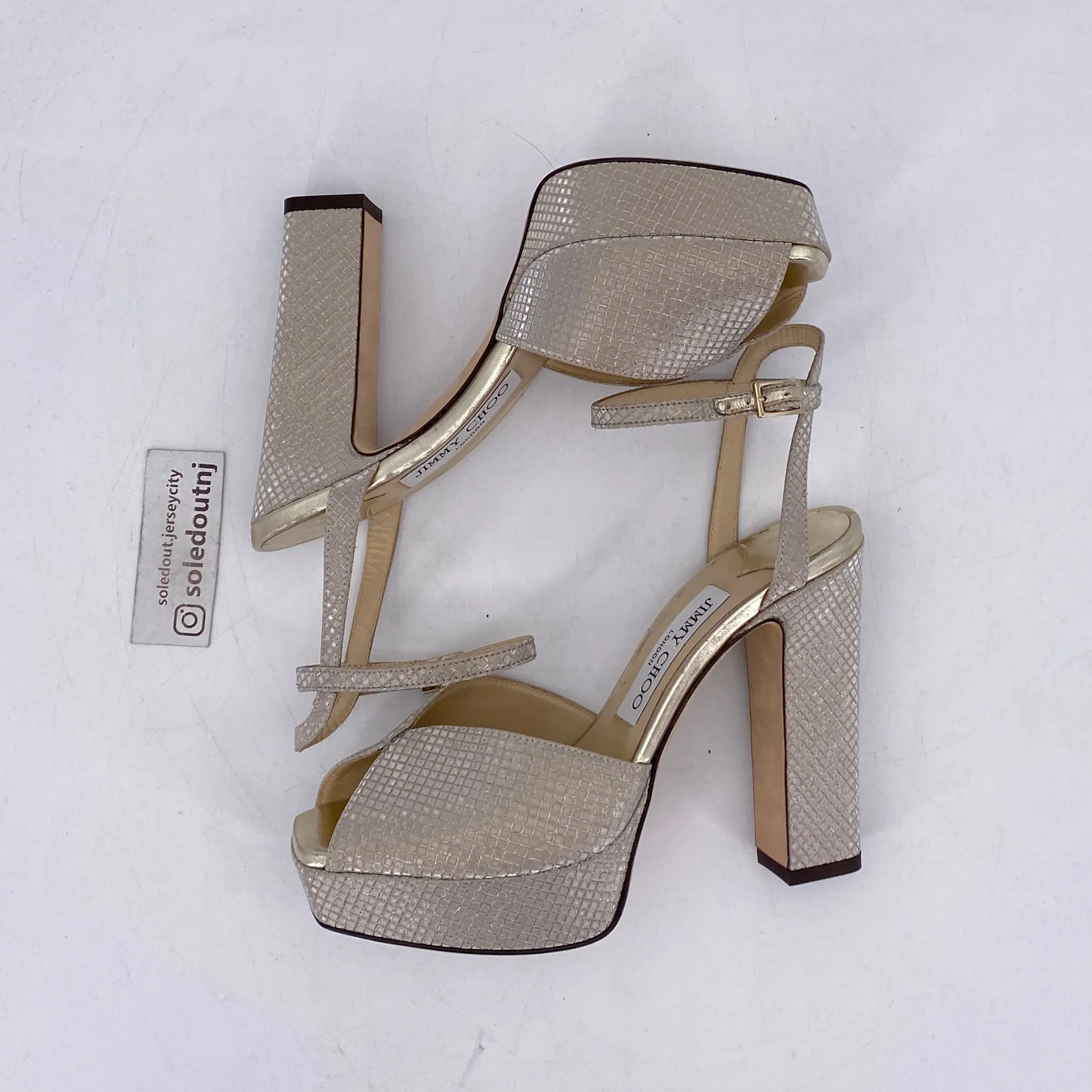 Jimmy Choo Heels Sacaria Embossed  New Size 36W