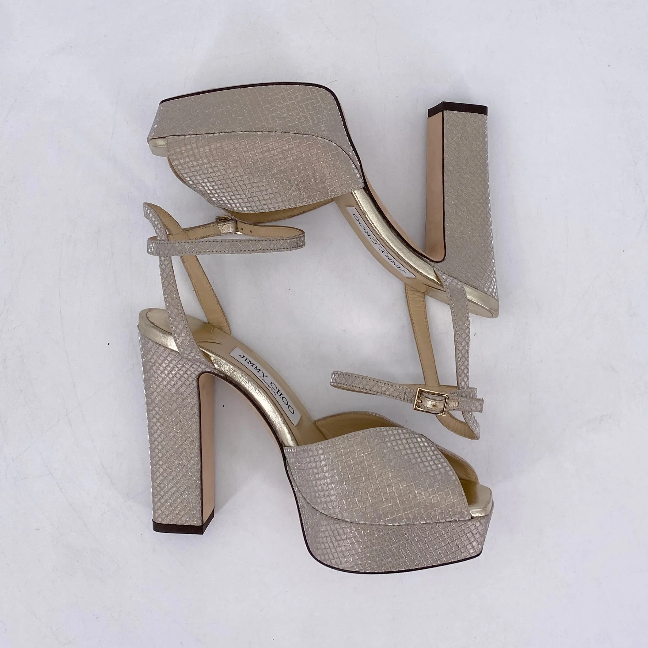 Jimmy Choo Heels Sacaria Embossed  New Size 36W