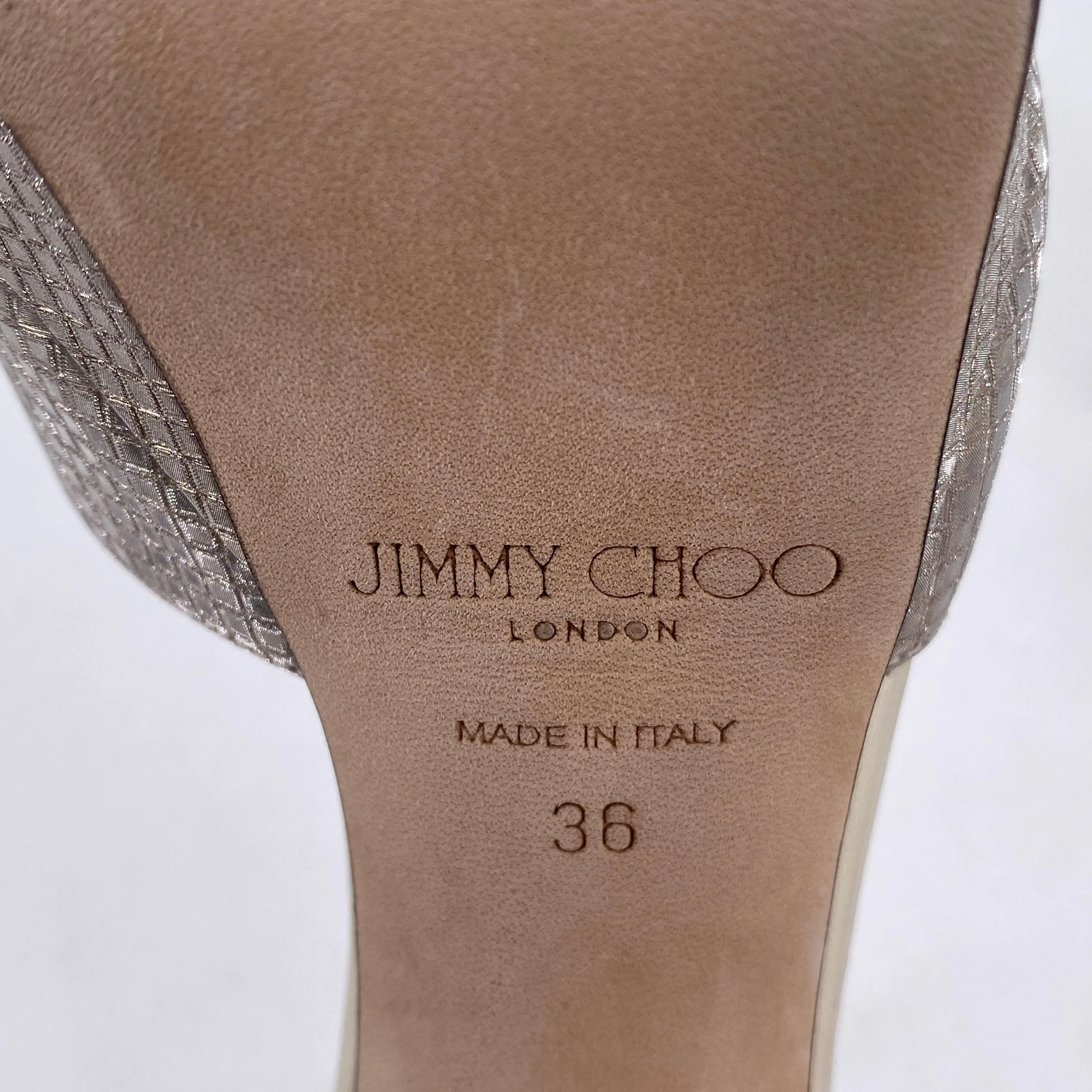 Jimmy Choo Heels Sacaria Embossed  New Size 36W