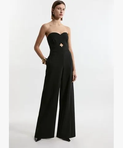 Karen Millen Compact Stretch Bandeau Tailored Wide Leg Jumpsuit