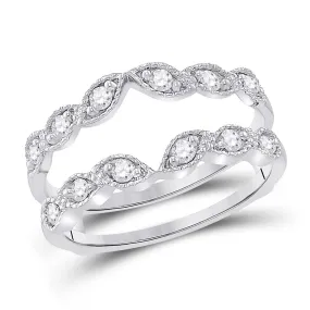 Keene Jewelers 14kt White Gold Womens Round Diamond Milgrain Wrap Ring Guard Enhancer 1/3 Cttw