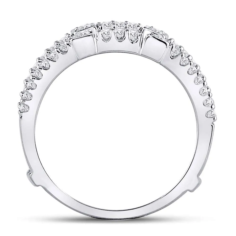 Keene Jewelers 14kt White Gold Womens Round Diamond Wrap Ring Guard Enhancer 1/3 Cttw