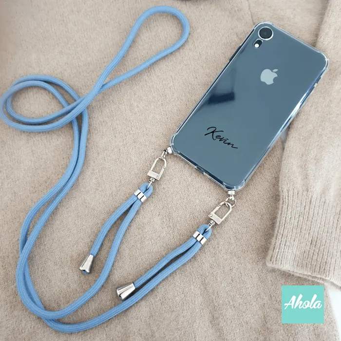 【Kelce】Crossbody Adjustable Lanyard TPU Transparent Phone Case 自定名字掛頸透明電話軟殼