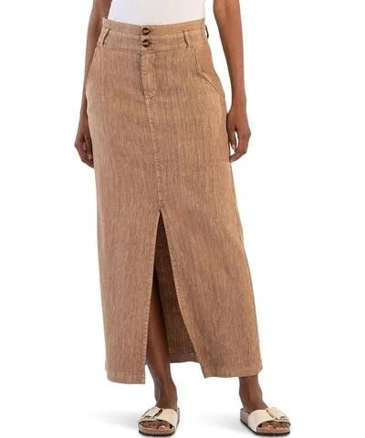 KUT from the Kloth Freida-Front Slit Skirt In Wood