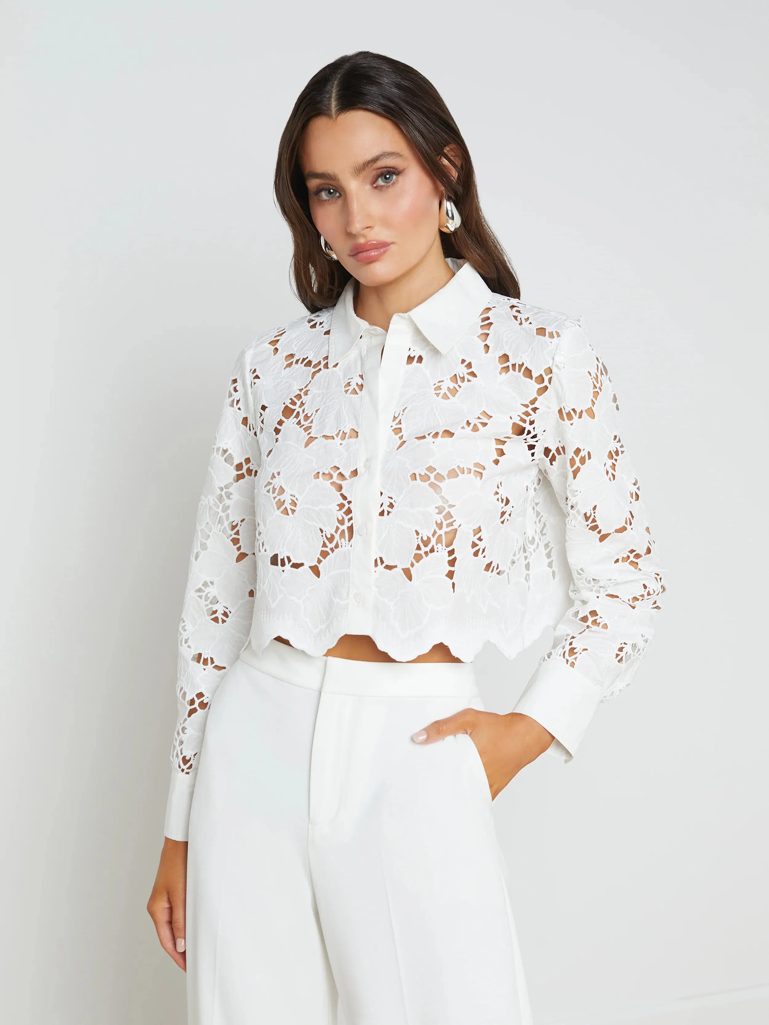 L’agence - Seychelle Lace Cropped Blouse - White