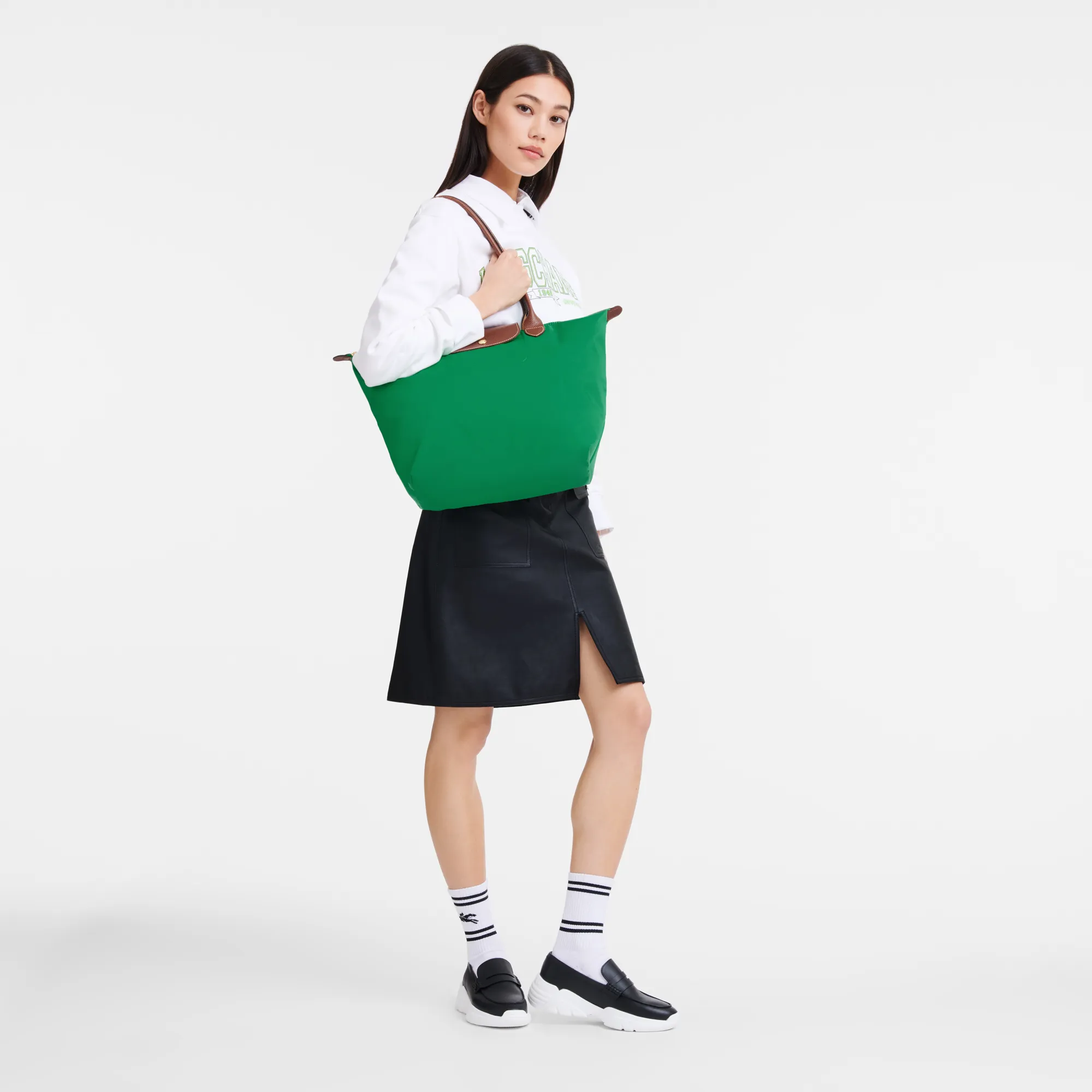 Le Pliage Original L Tote bag Green - Recycled canvas