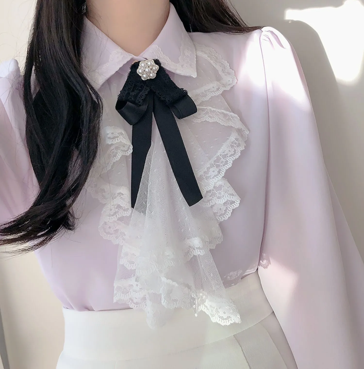 Light Academia Victorian Shirt with Lace