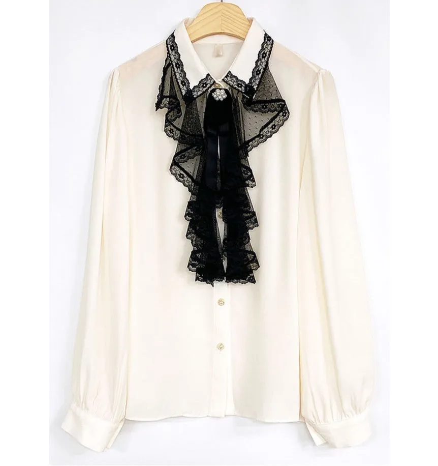 Light Academia Victorian Shirt with Lace