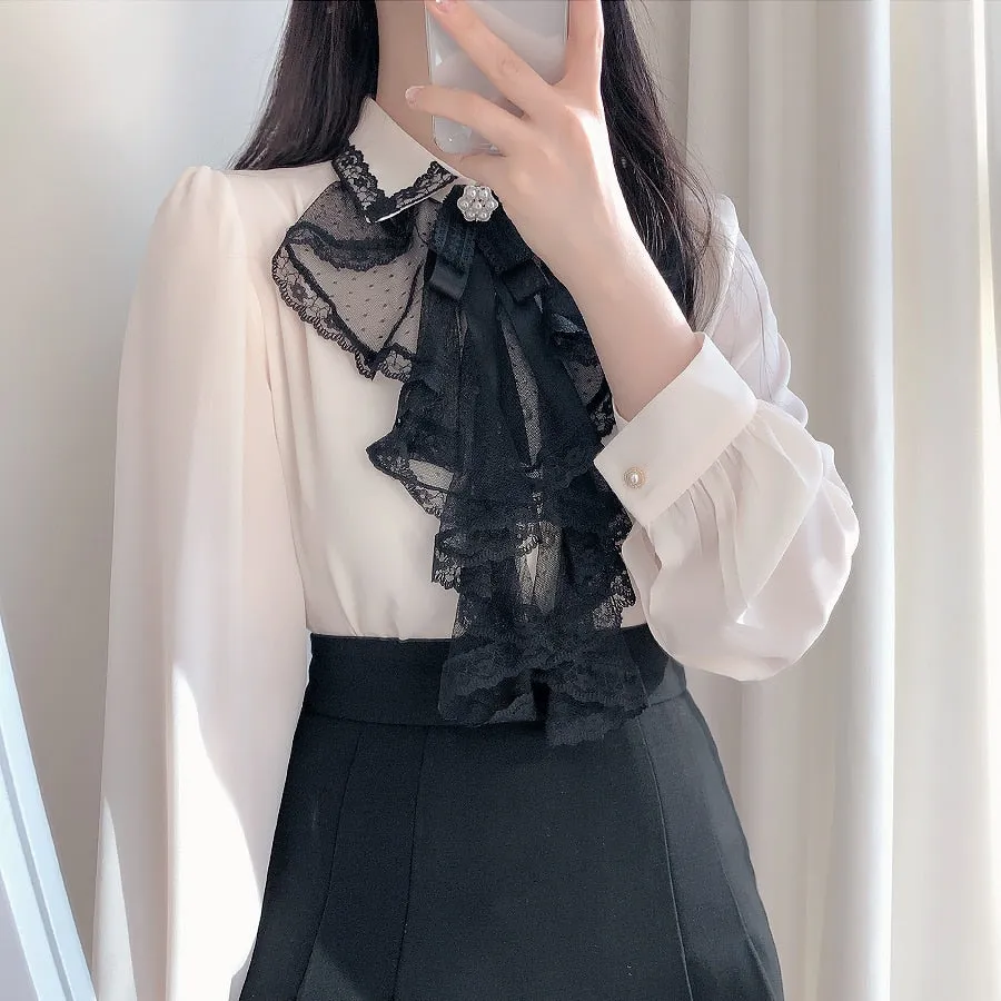 Light Academia Victorian Shirt with Lace