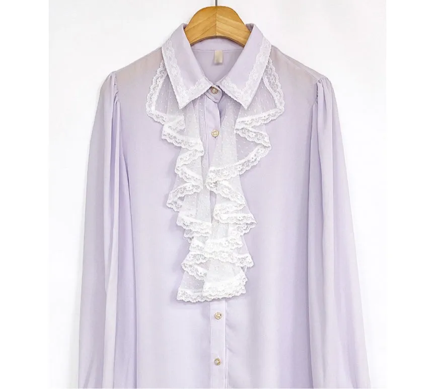 Light Academia Victorian Shirt with Lace