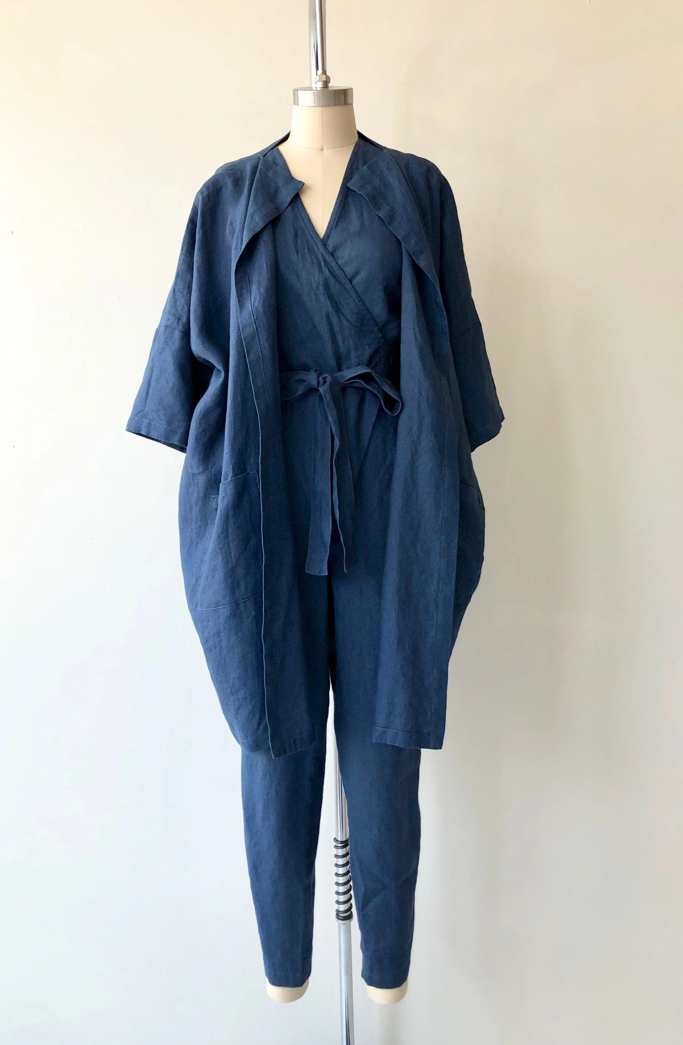 Linen Wrap Jumpsuit | Atlantic Blue