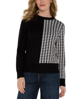 Liverpool Los Angeles Women's Colorblocked Houndstooth Sweater