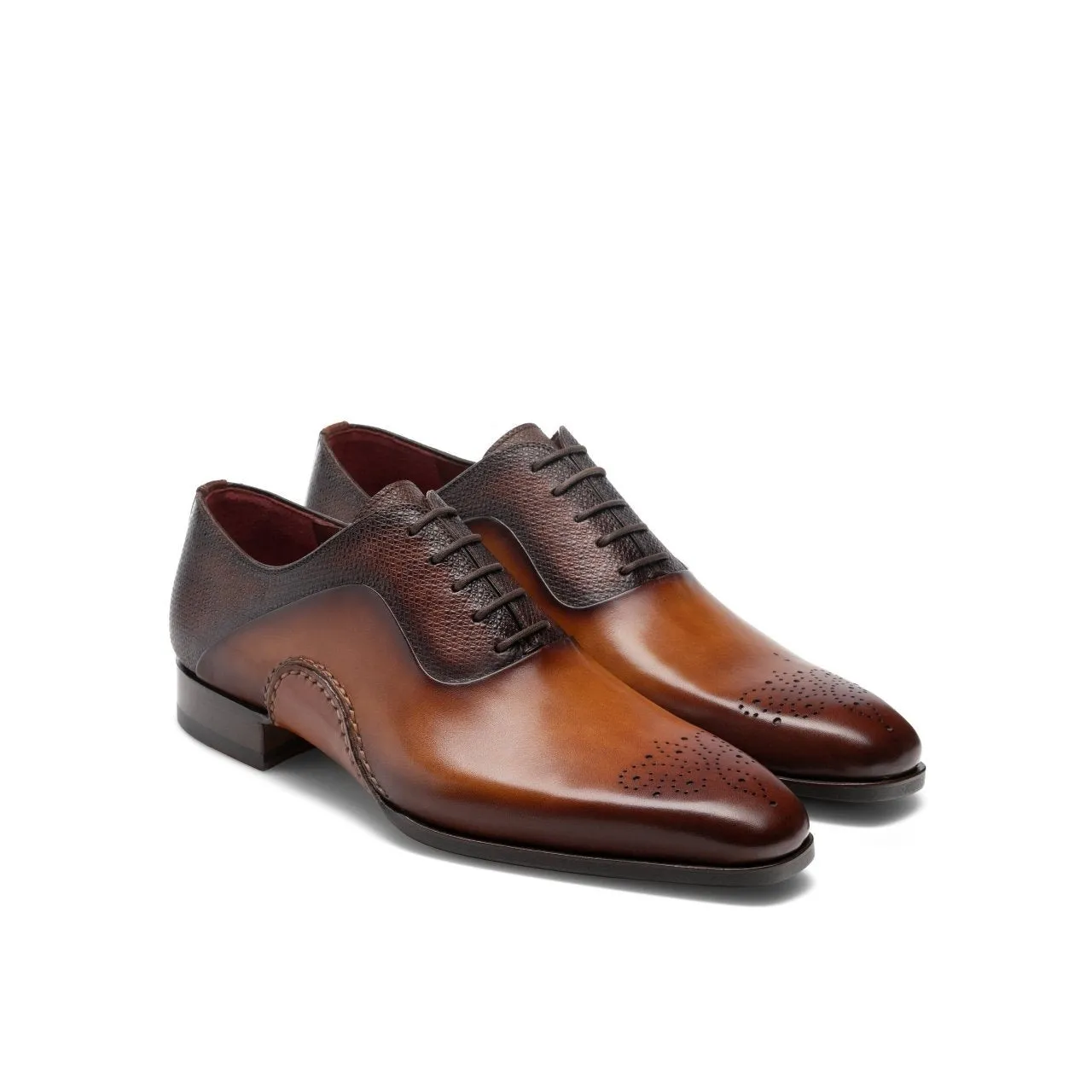 Magnanni 20120 Sanchez II Men's Shoes Two-Tone Brown Grabado Print / Calf-Skin Leather Oxfords (MAGS1004)