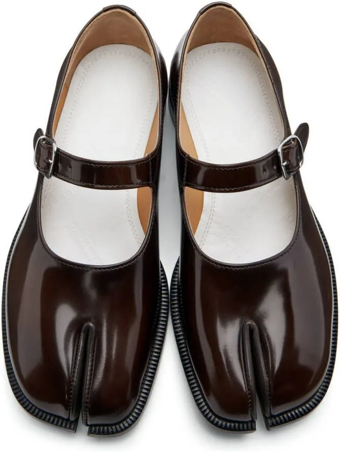 Maison Margiela Brown Patent Tabi Mary Jane Oxfords