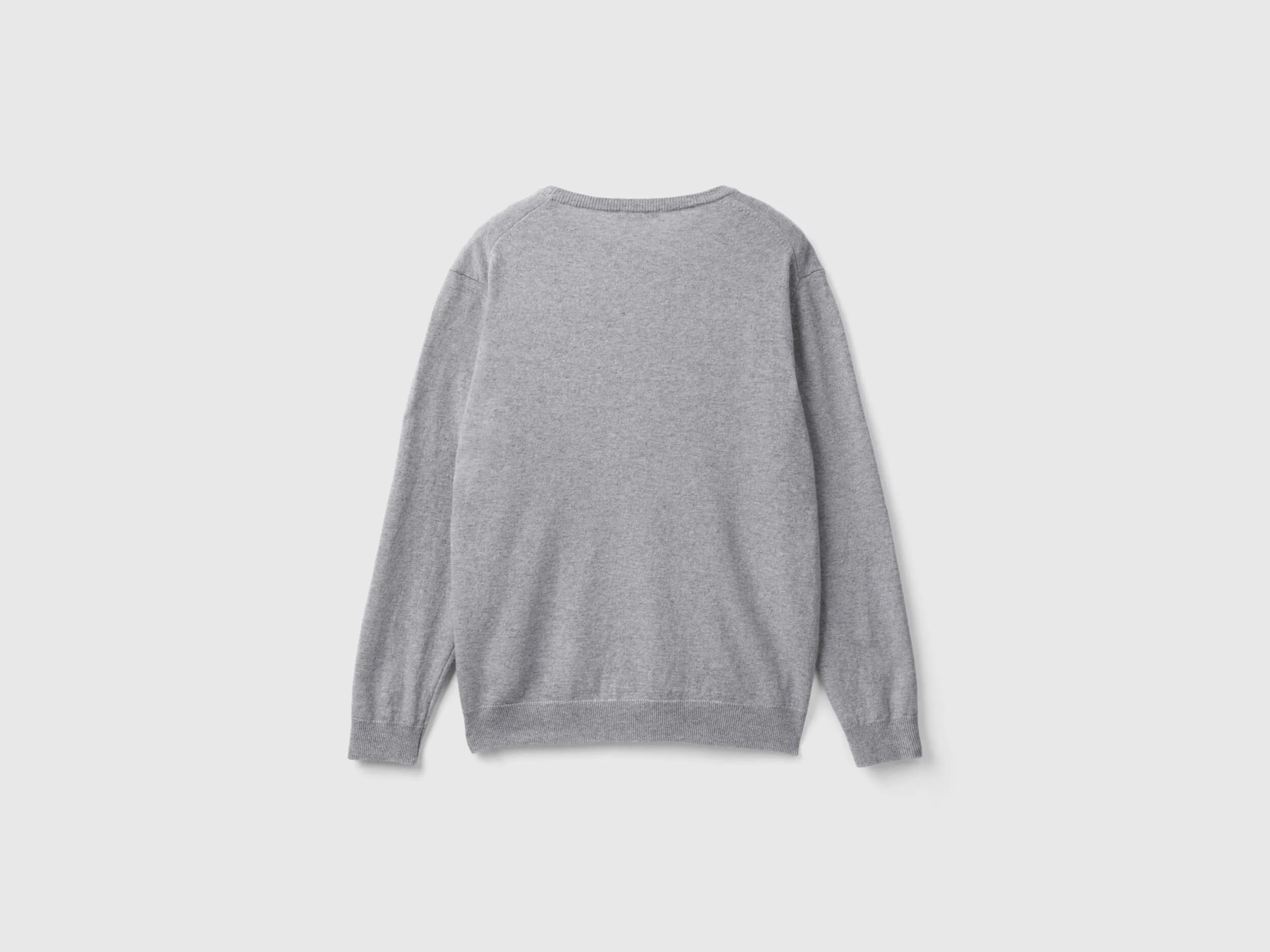 Marl gray crew neck sweater in pure Merino wool - Light Gray | Benetton