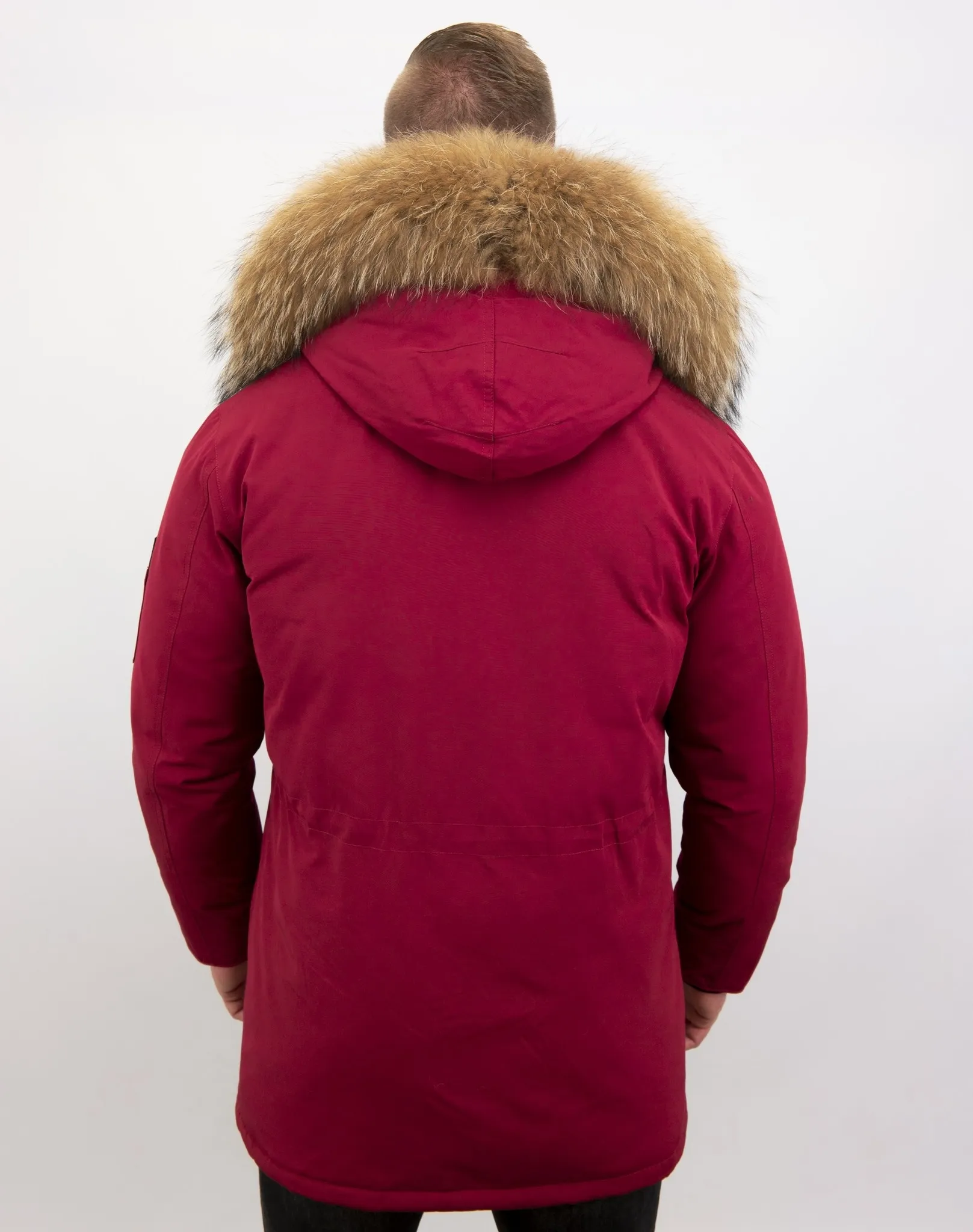 Men Parka Whiter Coat Long Red