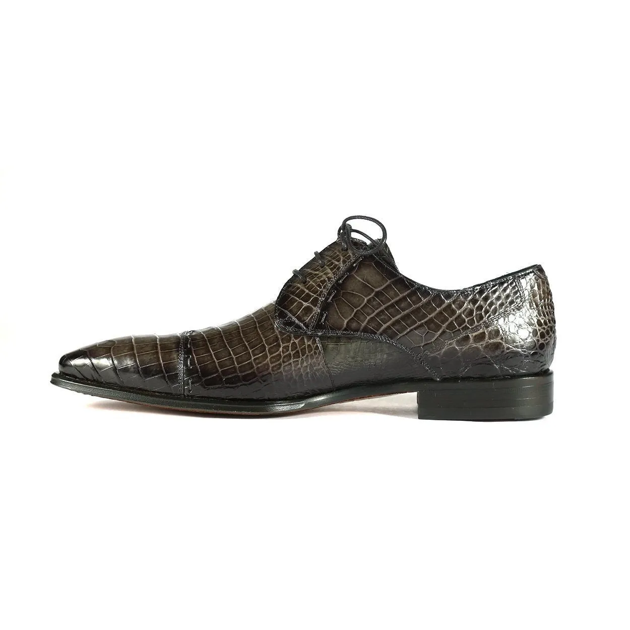 Mezlan 4818-J Men's Shoes Gray Exotic Alligator Skin Cap-Toe Derby Oxfords (MZS3390)