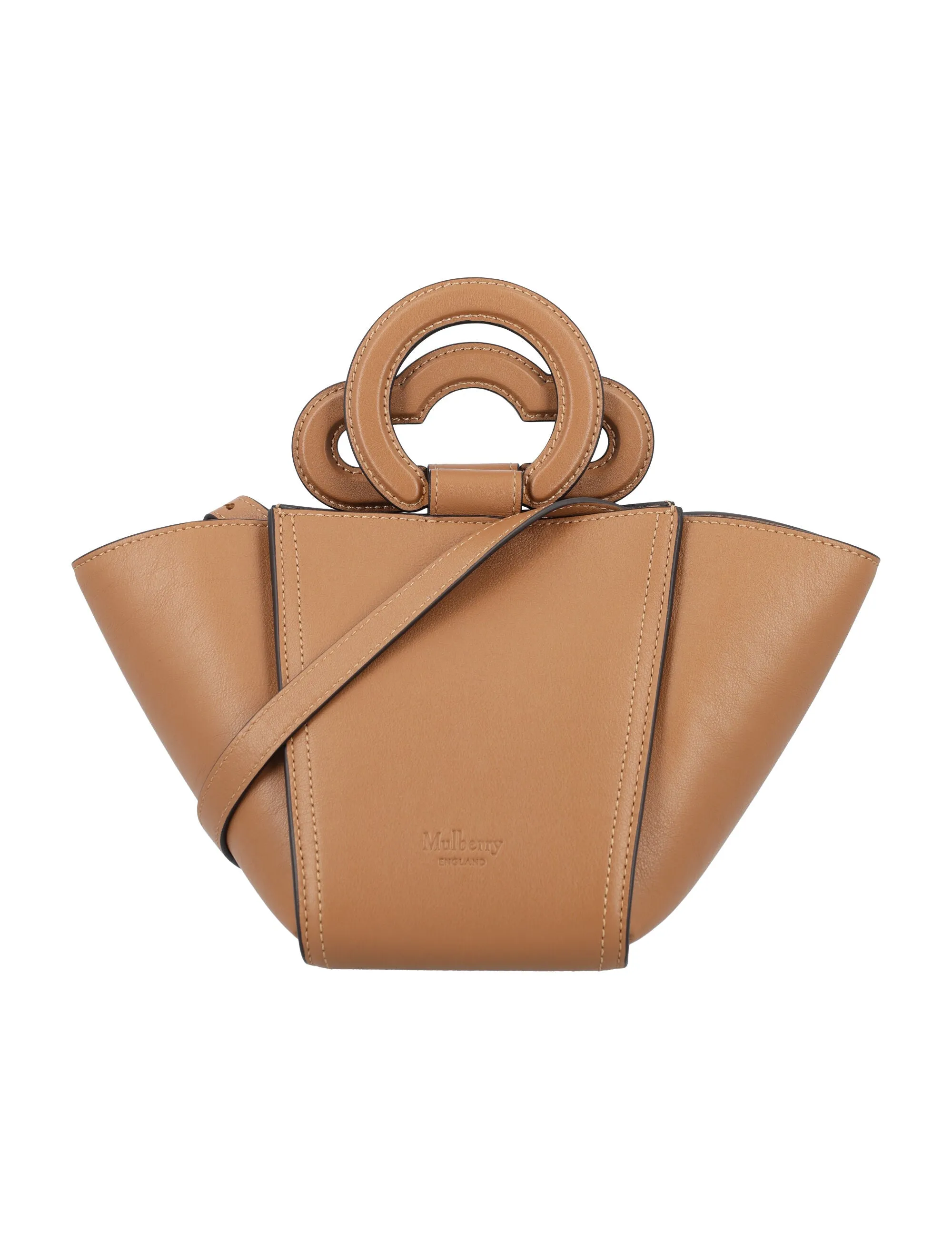 MULBERRY Mini Teak Leather Top-Handle Satchel with Shoulder Strap and Suede Lining, 26x16.5x16 cm