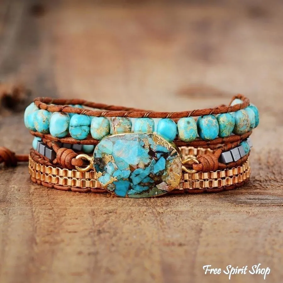 Natural Turquoise Howlite Wrap Bracelet