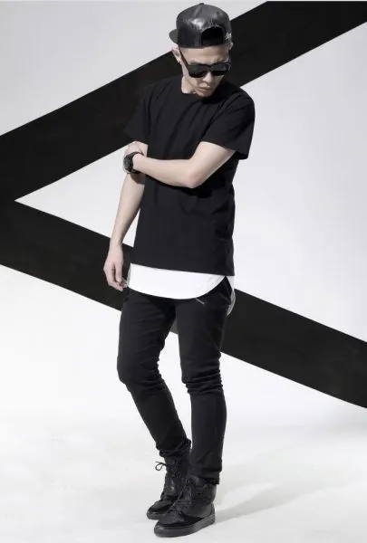 Oversize Long T shirt for Men with White Bottom Extension