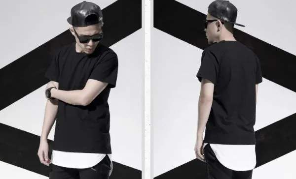 Oversize Long T shirt for Men with White Bottom Extension