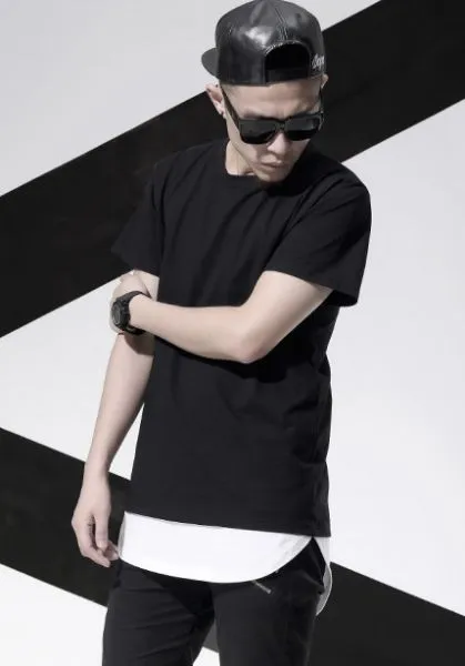 Oversize Long T shirt for Men with White Bottom Extension