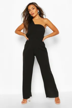 Petite One Shoulder Drape Jumpsuit
