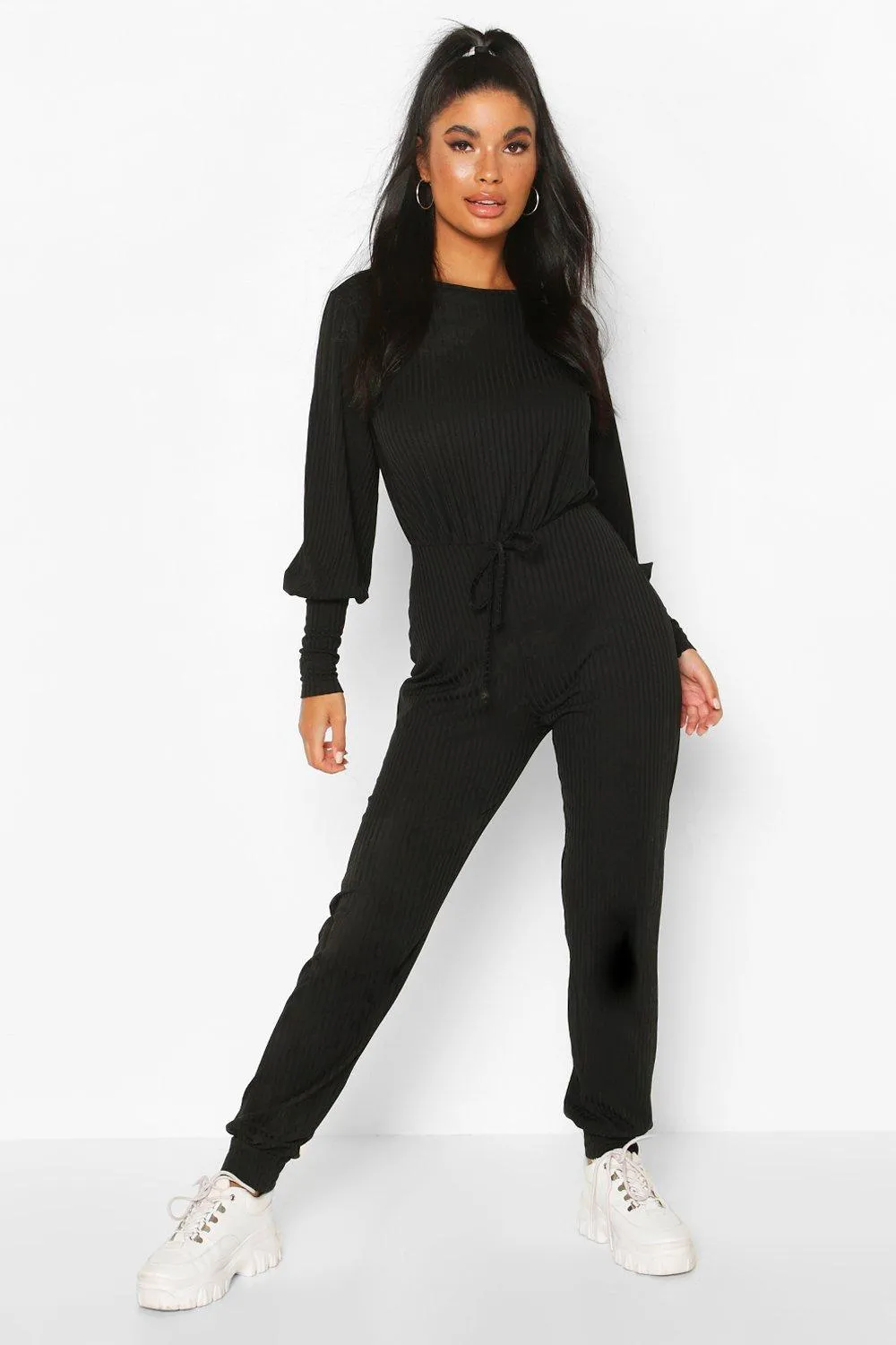 Petite Ribbed Jogger Jumpsuit