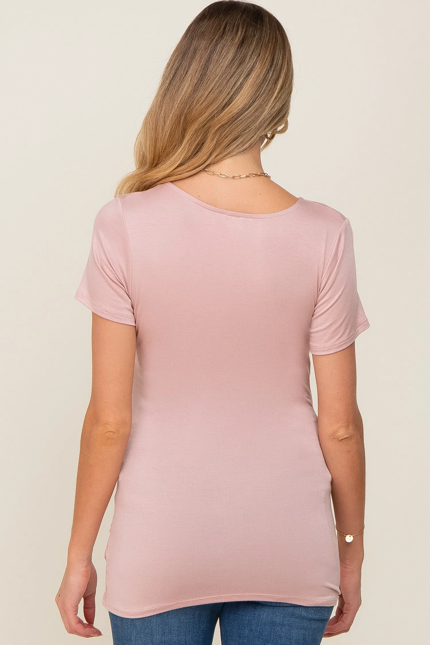 Pink Wrap Front Maternity/Nursing Top