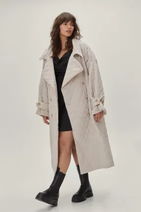 Plus Size Quilted Padded Trench Coat