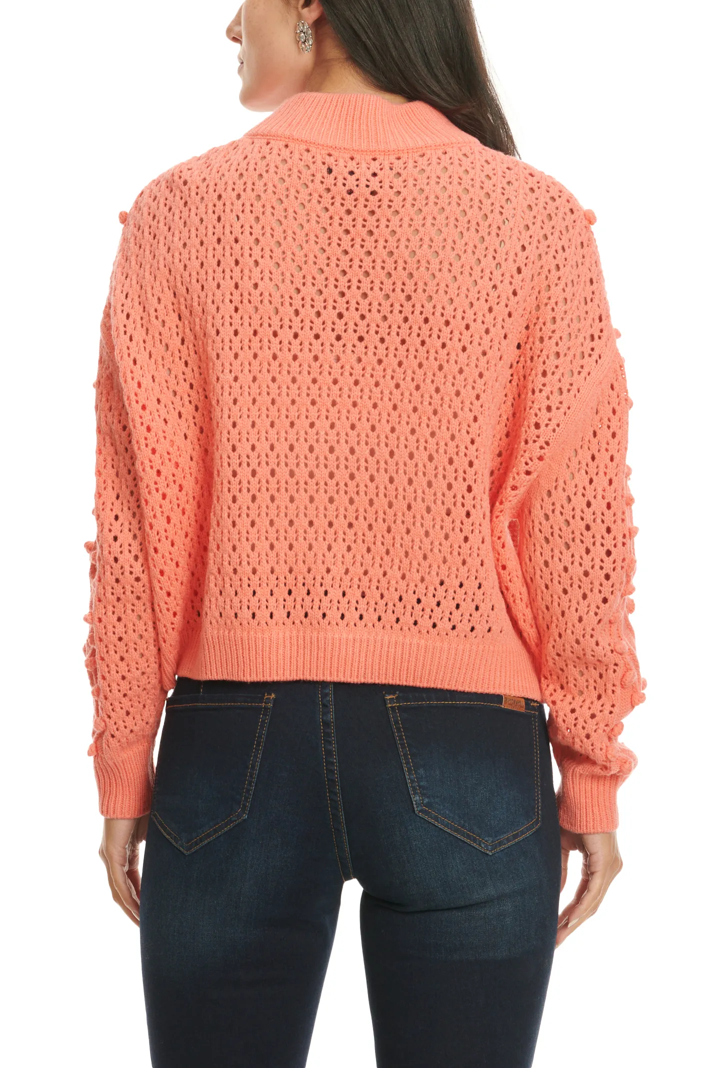 Rock & Roll Denim Women's Bright Coral Long Sleeve Sweater