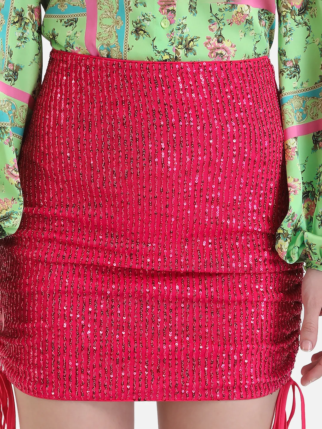 Sequin Skirt With Ruching