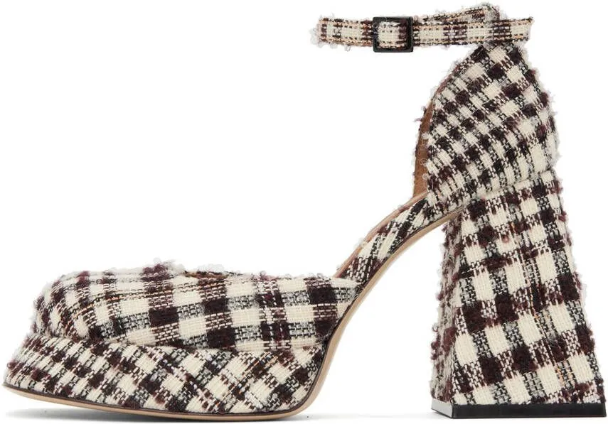 Shushu Tong Off-White & Burgundy Platform Heels