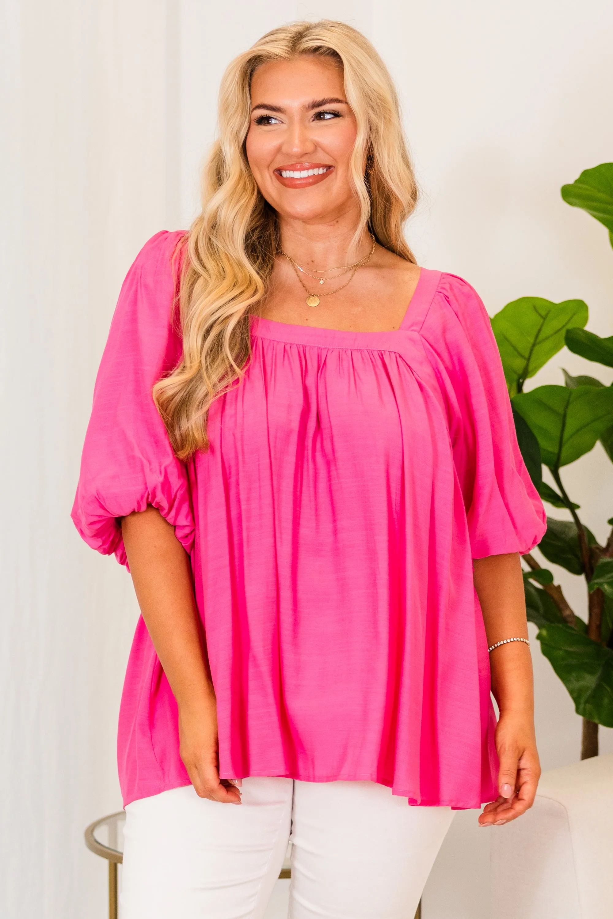 Simplistic Thinking Top, Fuchsia