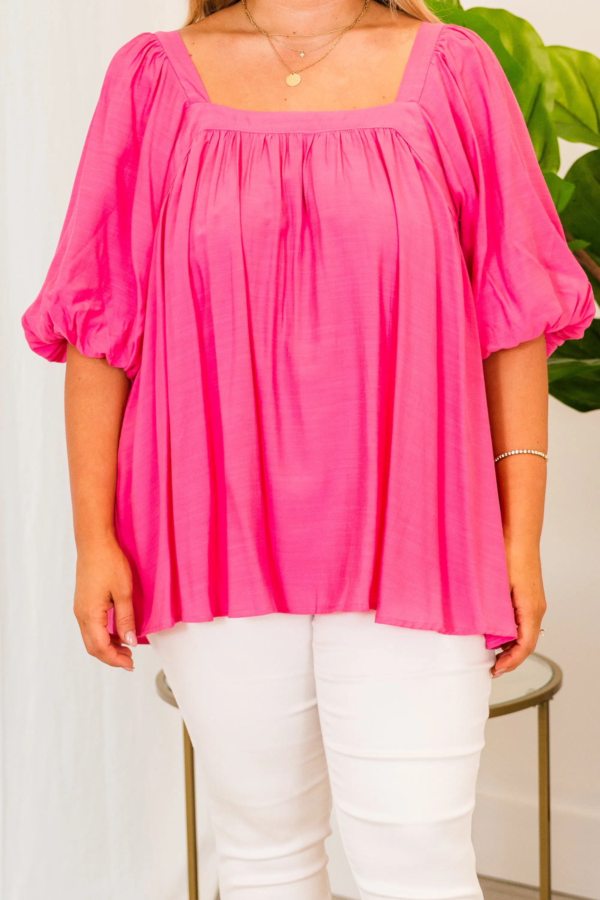 Simplistic Thinking Top, Fuchsia