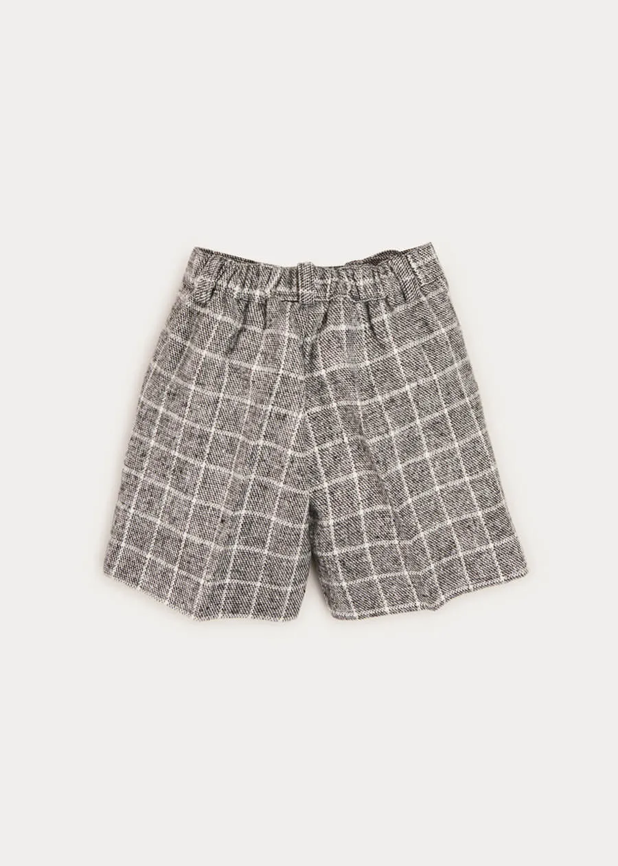 Tailored Checked Shorts In Black (4-10yrs)