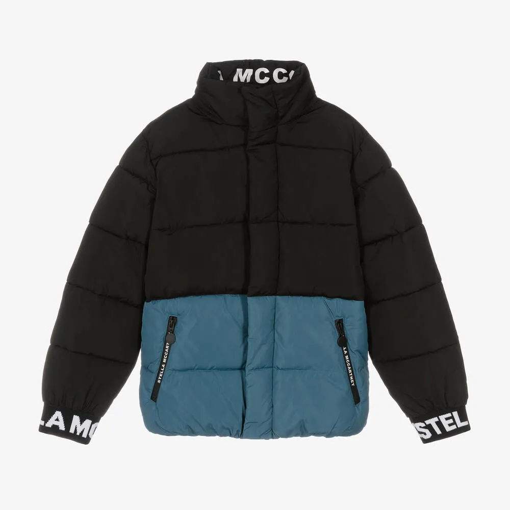 Teen Black & Blue Puffer Coat