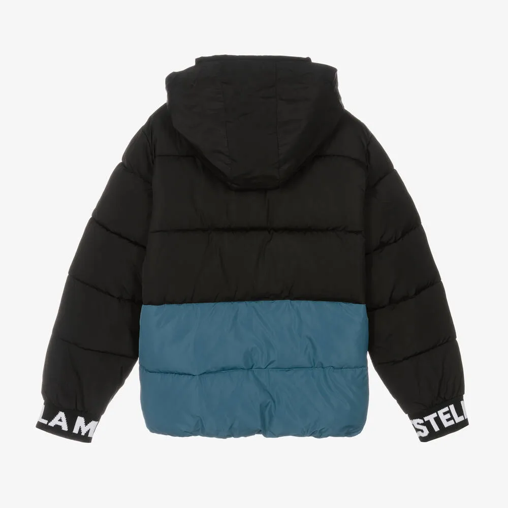 Teen Black & Blue Puffer Coat