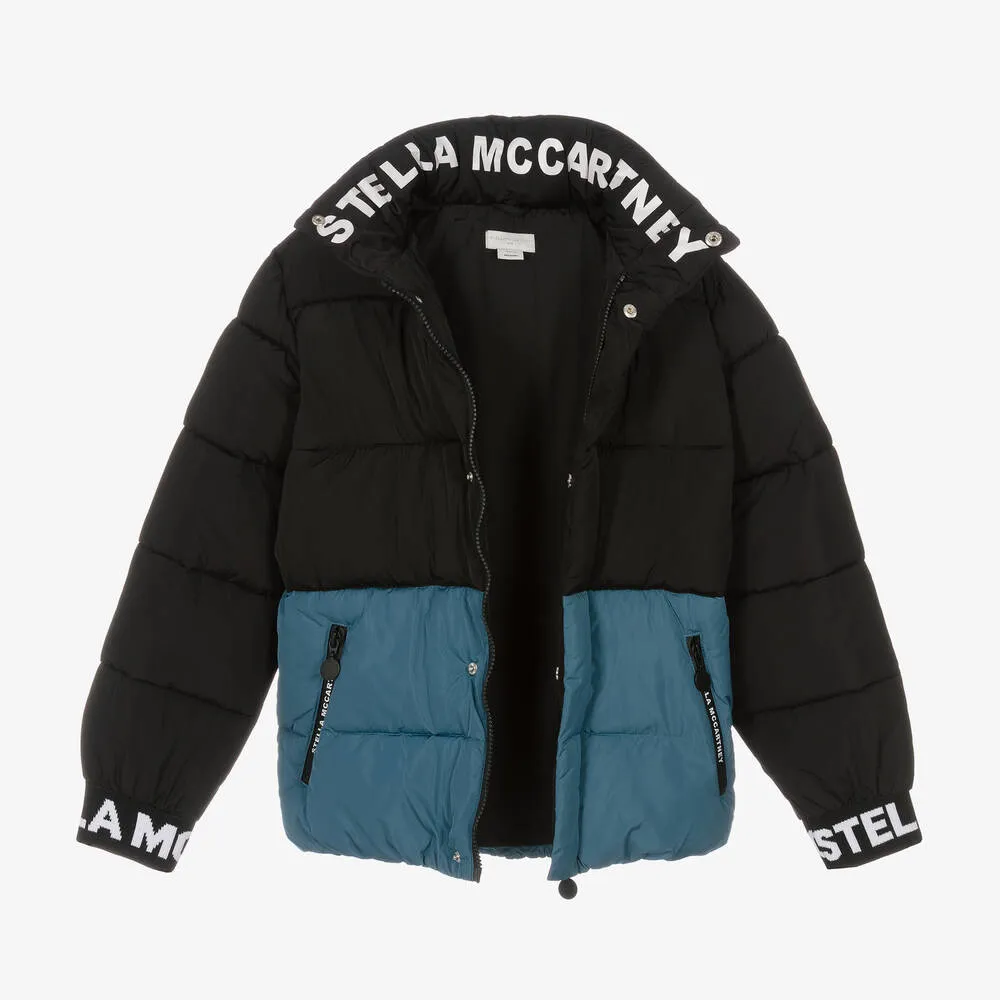 Teen Black & Blue Puffer Coat