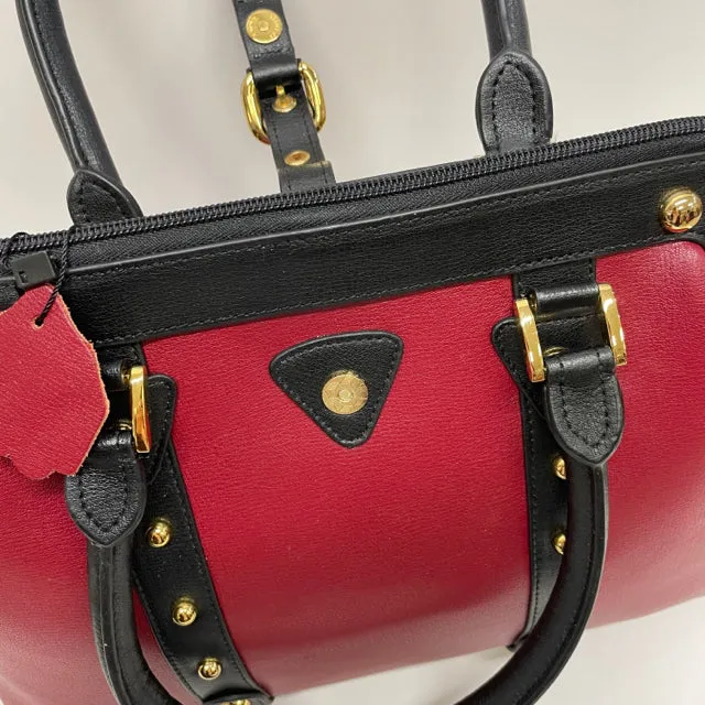 The Find Red-Black Leather Colorblock Satchel Handbag