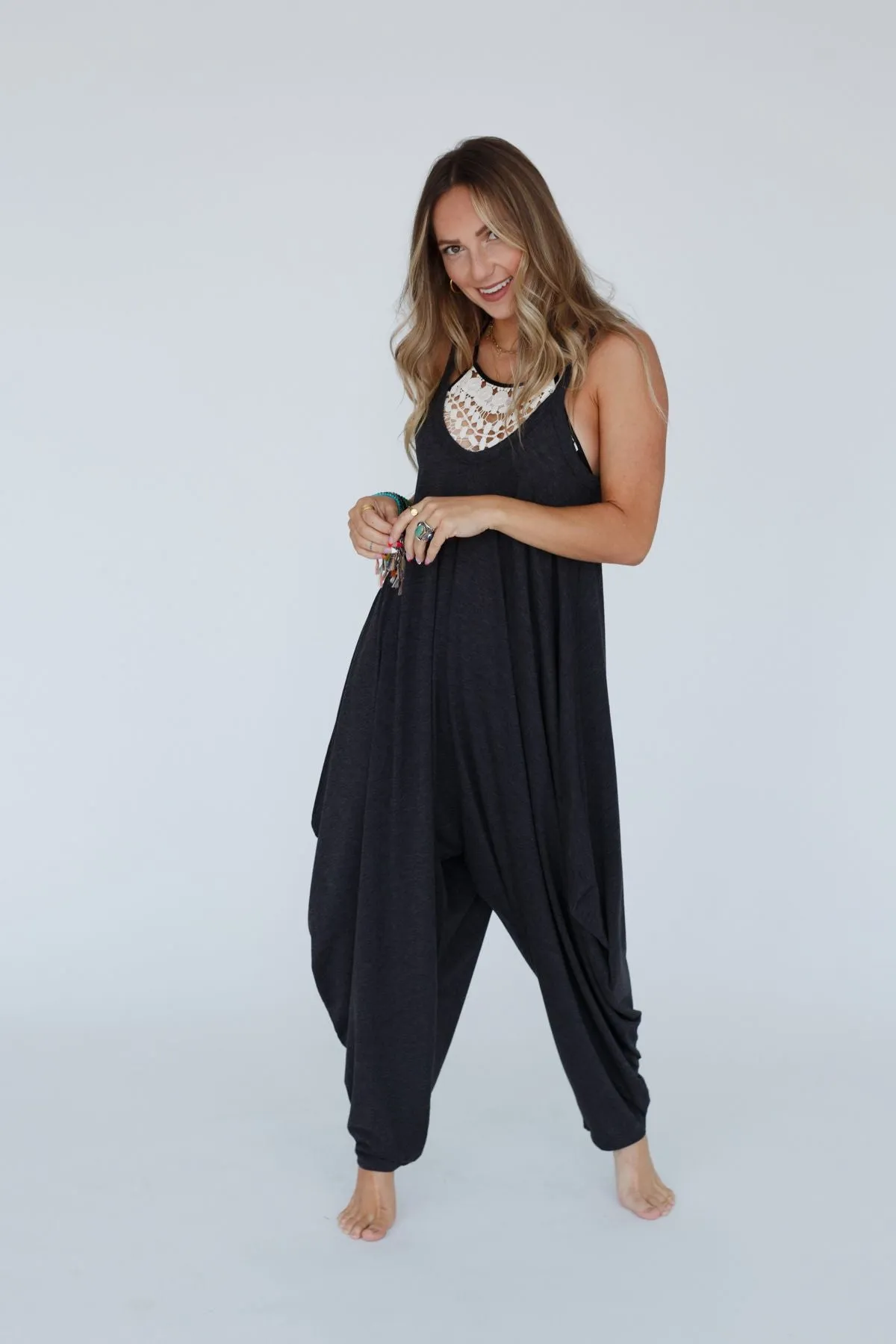 The Perfect Harem Jumpsuit - Charcoal